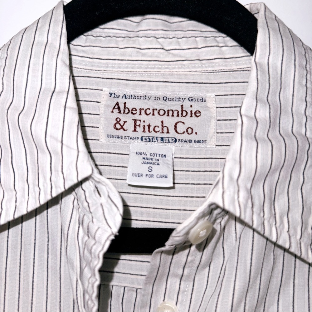 Vintage 90s Abercrombie & Fitch 100% cotton Striped White Shirt